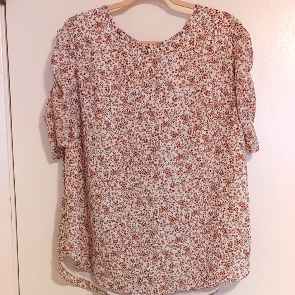 Loft Plus 18 pinks and beige floral blouse